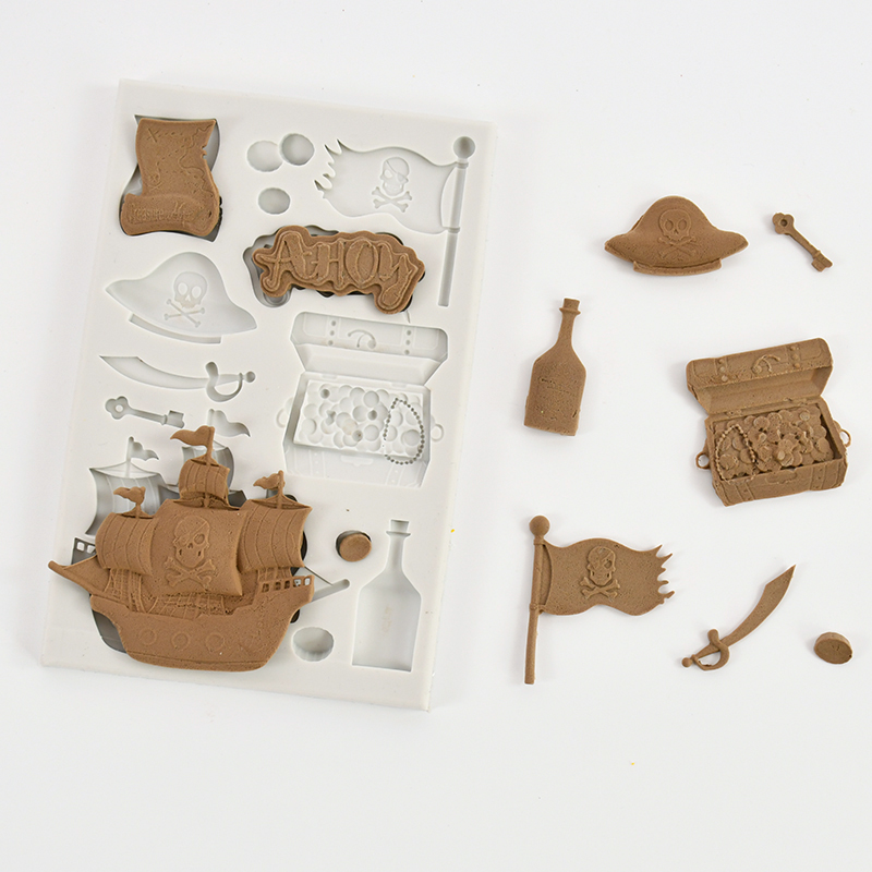 Silicone Mold Ocean - Skull Pirate Ship stampo per cioccolato