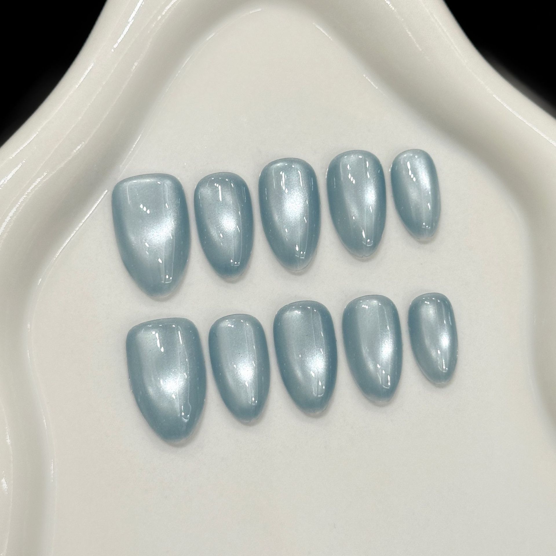 Resin Art Design - 10 Pezzi Unghie Finte Blu Effetto