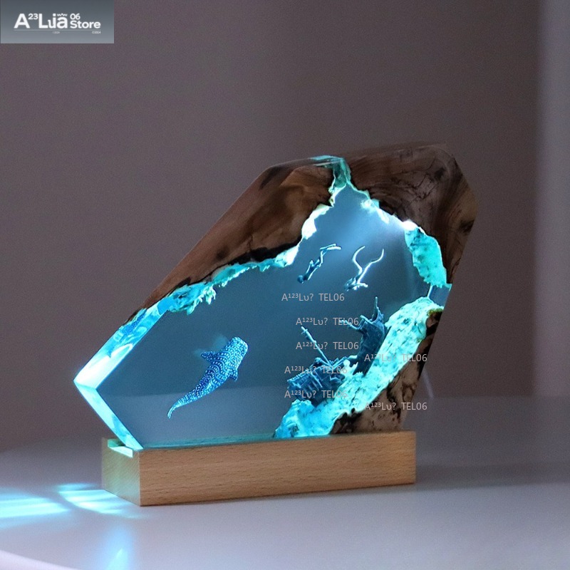 Resin Art With Wood - Lampada Notturna in Resina e Legno,