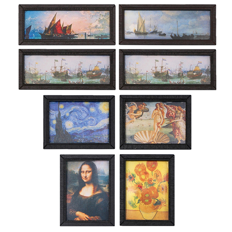 Resin Art With Wood - Set di 8 Quadri Vintage in