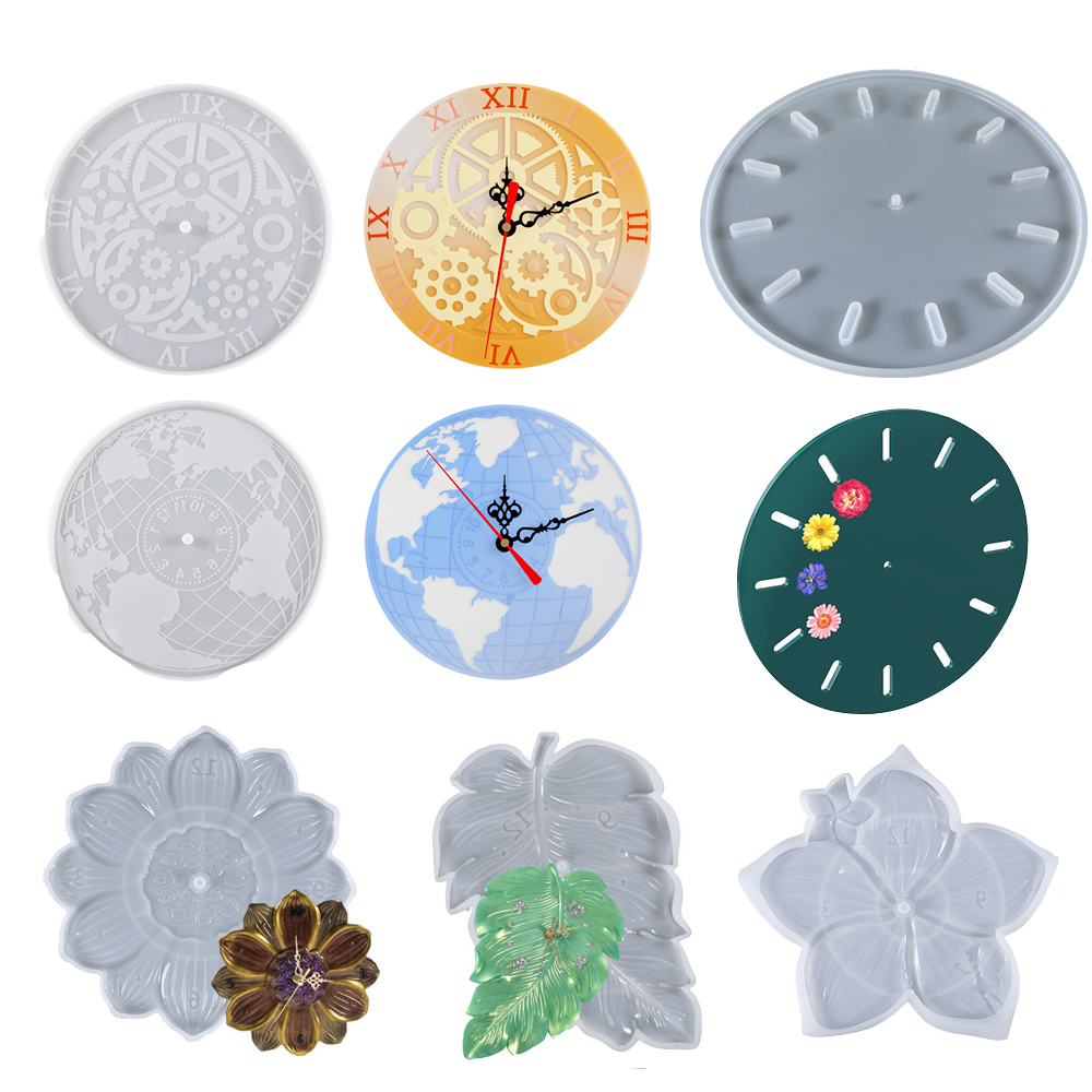 Resin Art Clock - Mappa del mondo Foglia di loto